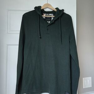 Waffle Knit Hooded Henley